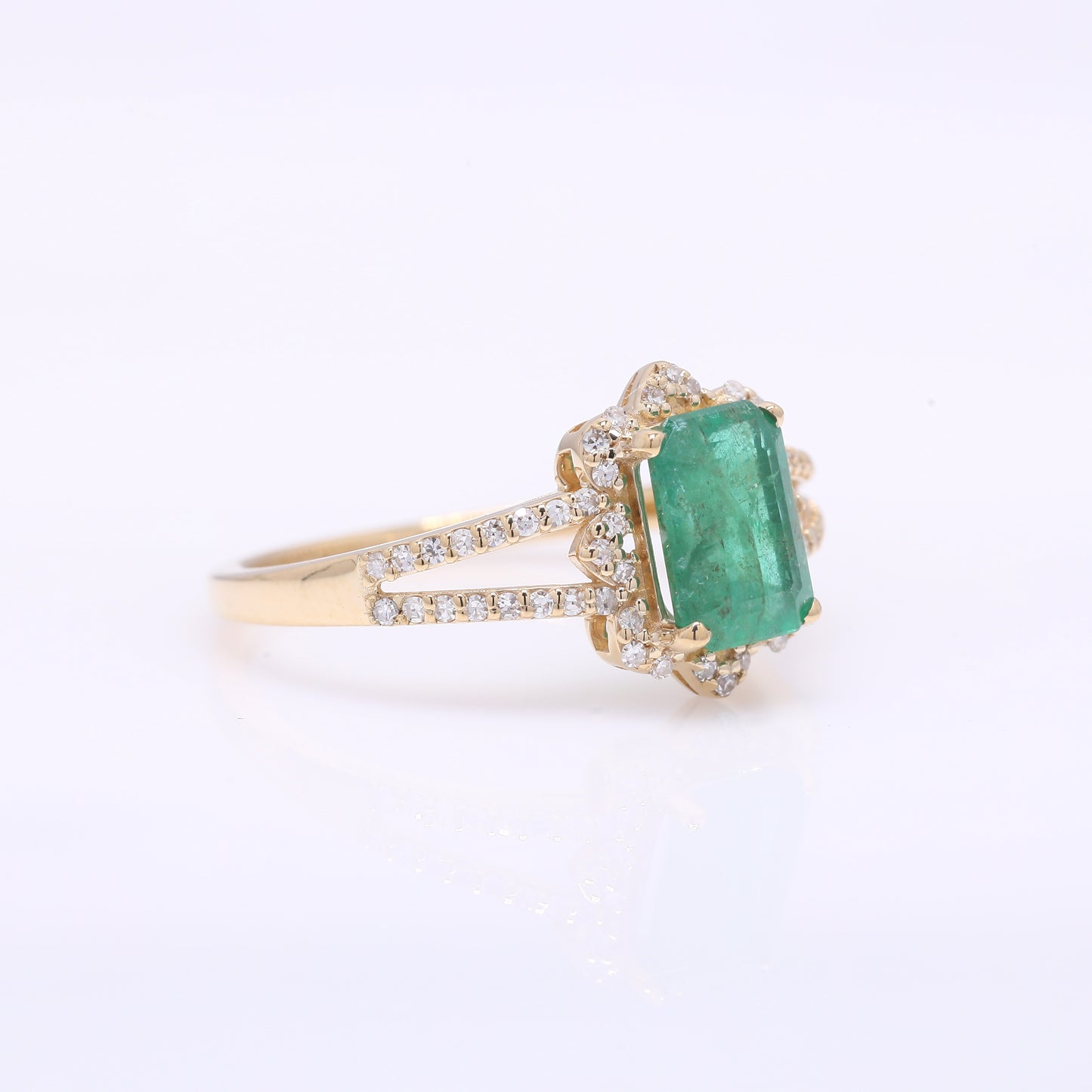 1.40 Ct Octagon Step Cut Natural Emerald 14K Gold Ring