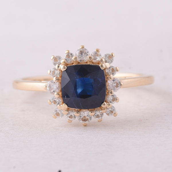 1.48 Ct Cushion Sapphire 9K Gold Ring