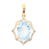2.33 Ct Oval Mixed Cut Natural Aquamarine 14K Gold Pendant