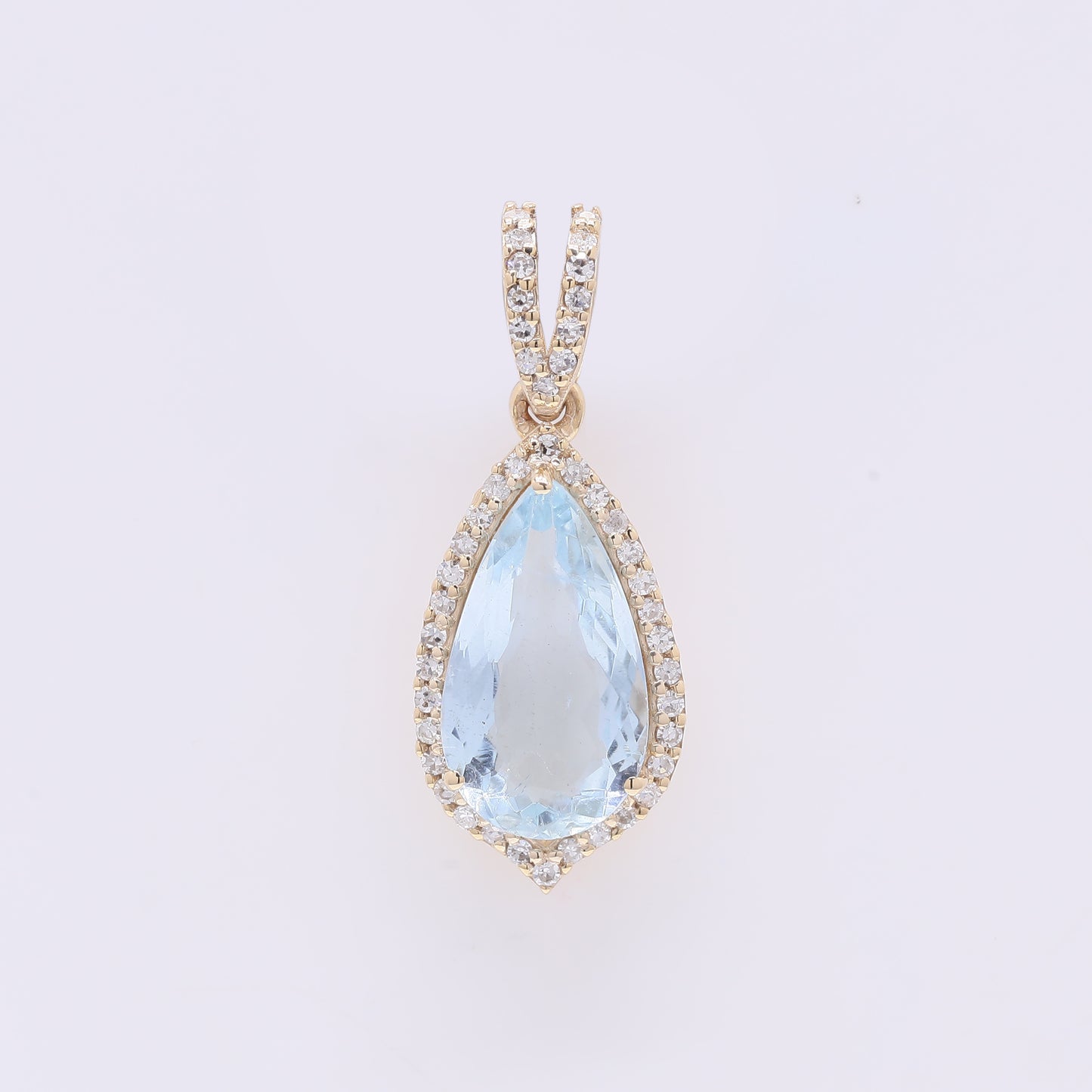 1.82 Ct Pear Mixed Cut Natural Aquamarine 14K Gold Pendant