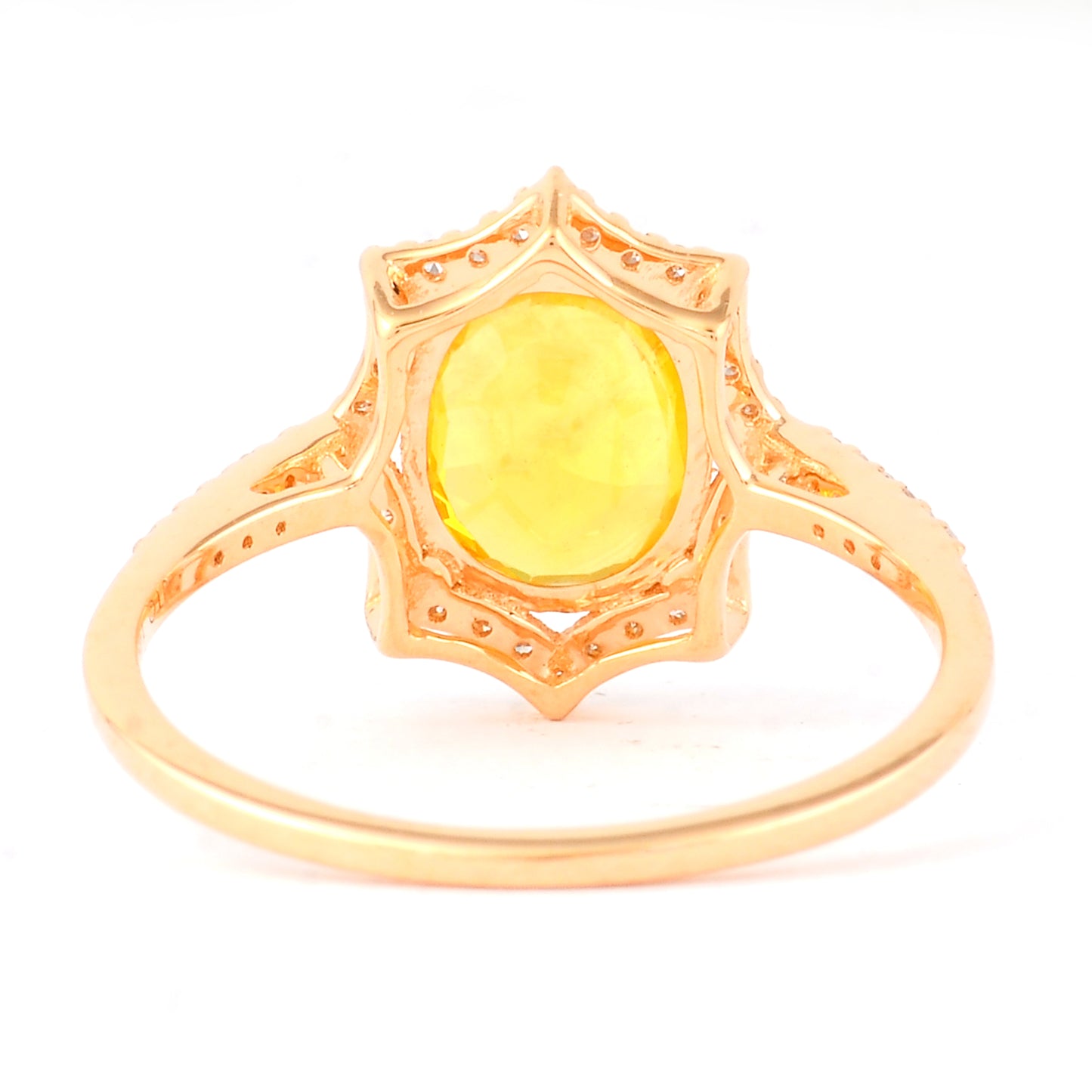1.92 Ct Oval Mixed Cut Natural Yellow Sapphire 14K Gold Ring