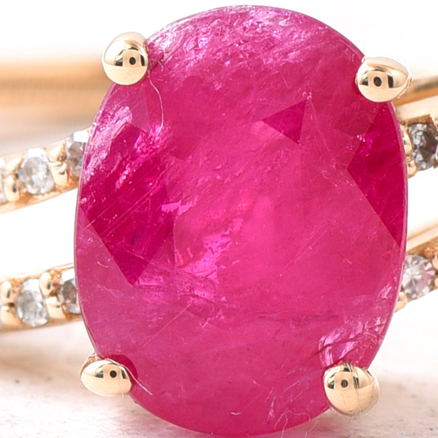 2.11 Ct Oval Mixed Cut Natural Ruby 14K Gold Ring