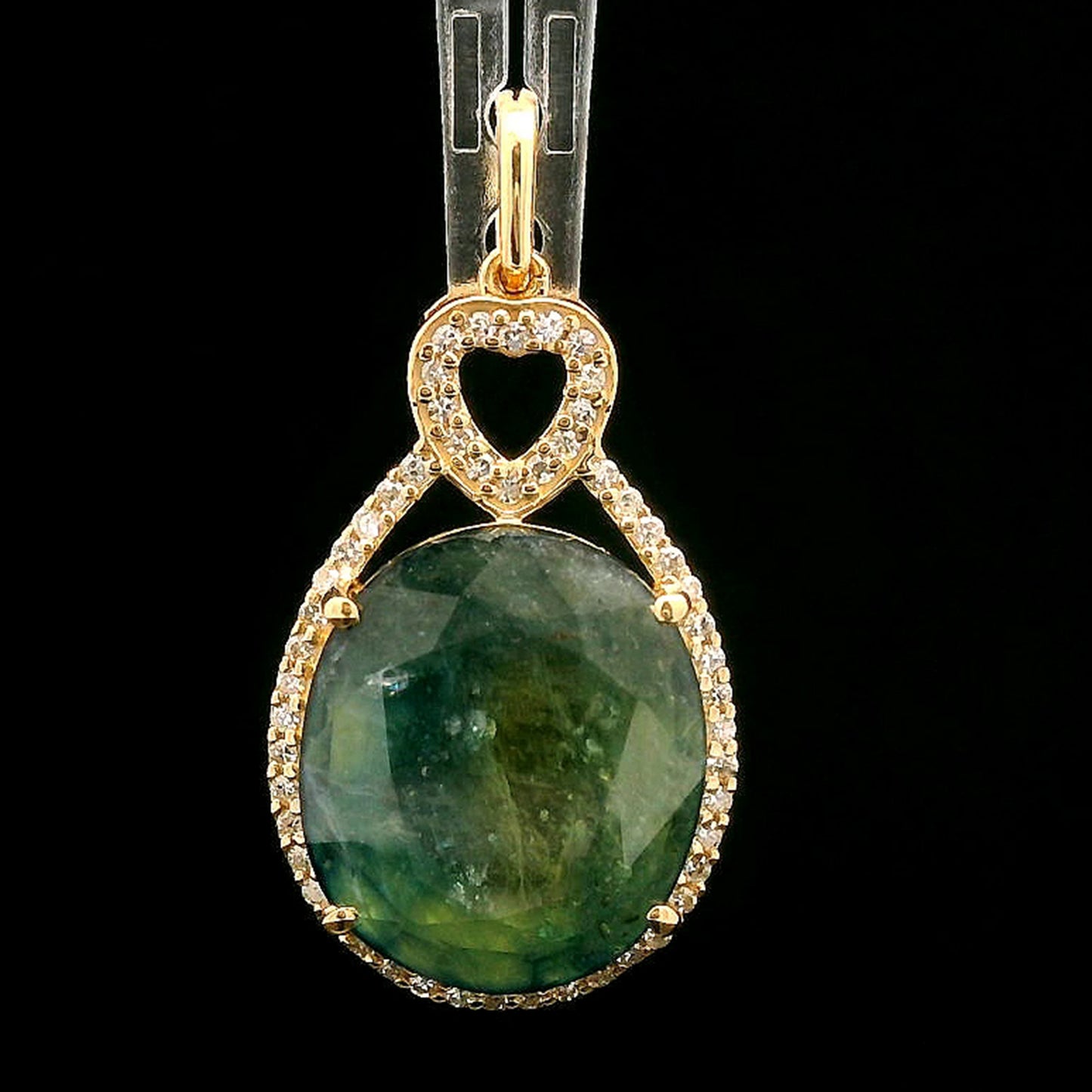 9.62 Ct Oval Mixed Cut Natural Sapphire 14K Gold Pendant