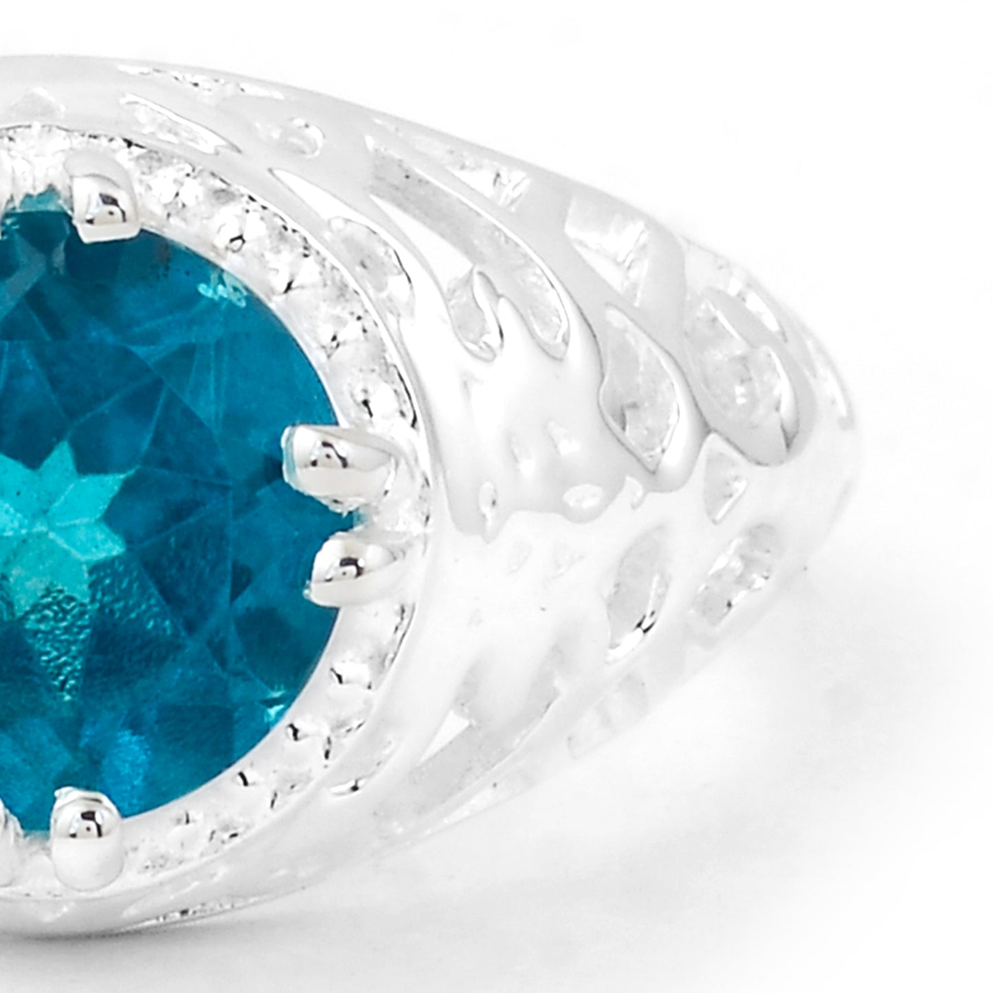 2.42 Ct Round Paraiba Topaz 925 Sterling Silver Ring