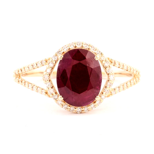 2.18 Ct Natural Codundum Ruby 14K Gold Ring