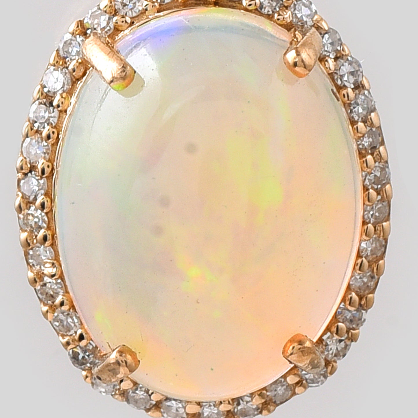2.04 Ct Oval Cabochon Cut Natural Opal 14K Gold Pendant
