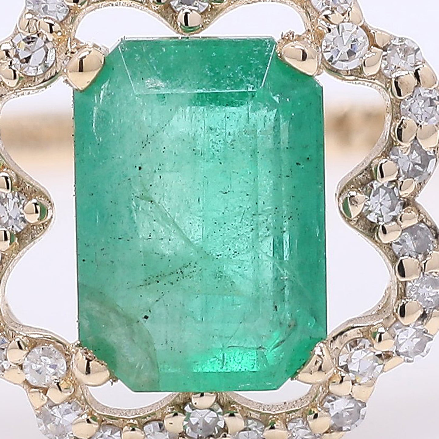 1.14 Ct Octagon Step Cut Natural Emerald 14K Gold Ring
