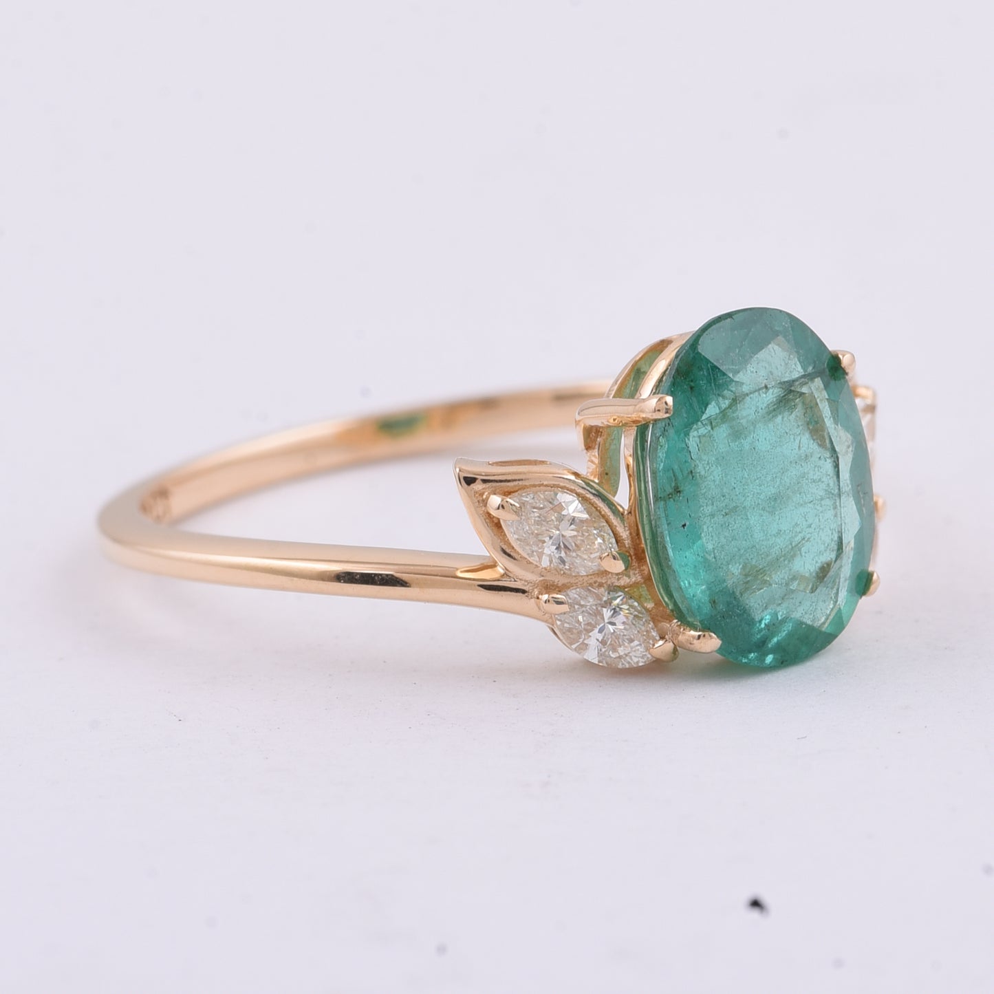 1.49 Ct Oval Natural Emerald 14K Gold Ring