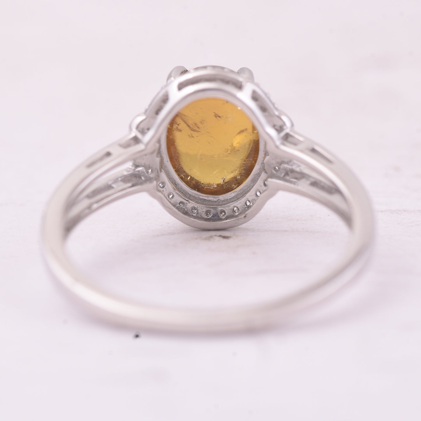 2.76 Ct Oval Cabochon Cut Natural Tourmaline 950 Platinum Ring