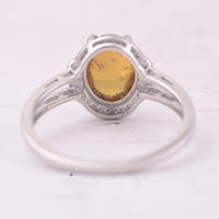 2.76 Ct Oval Cabochon Cut Natural Tourmaline 950 Platinum Ring