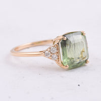 3.92 Ct Octagon Natural Peridot 14K Gold Ring