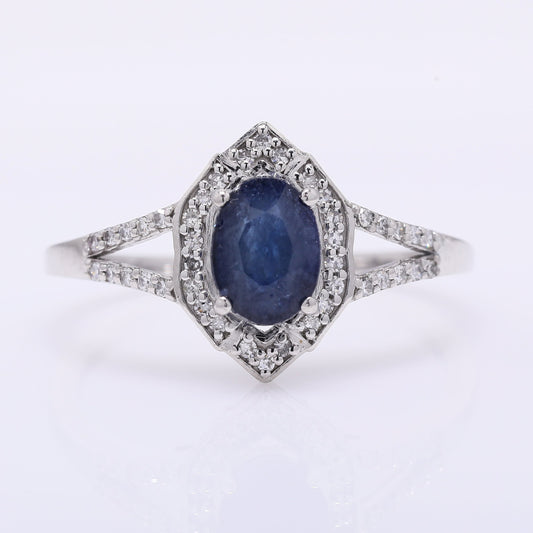 1.33 Ct Oval Mixed Cut Natural Sapphire 950 Platinum Ring
