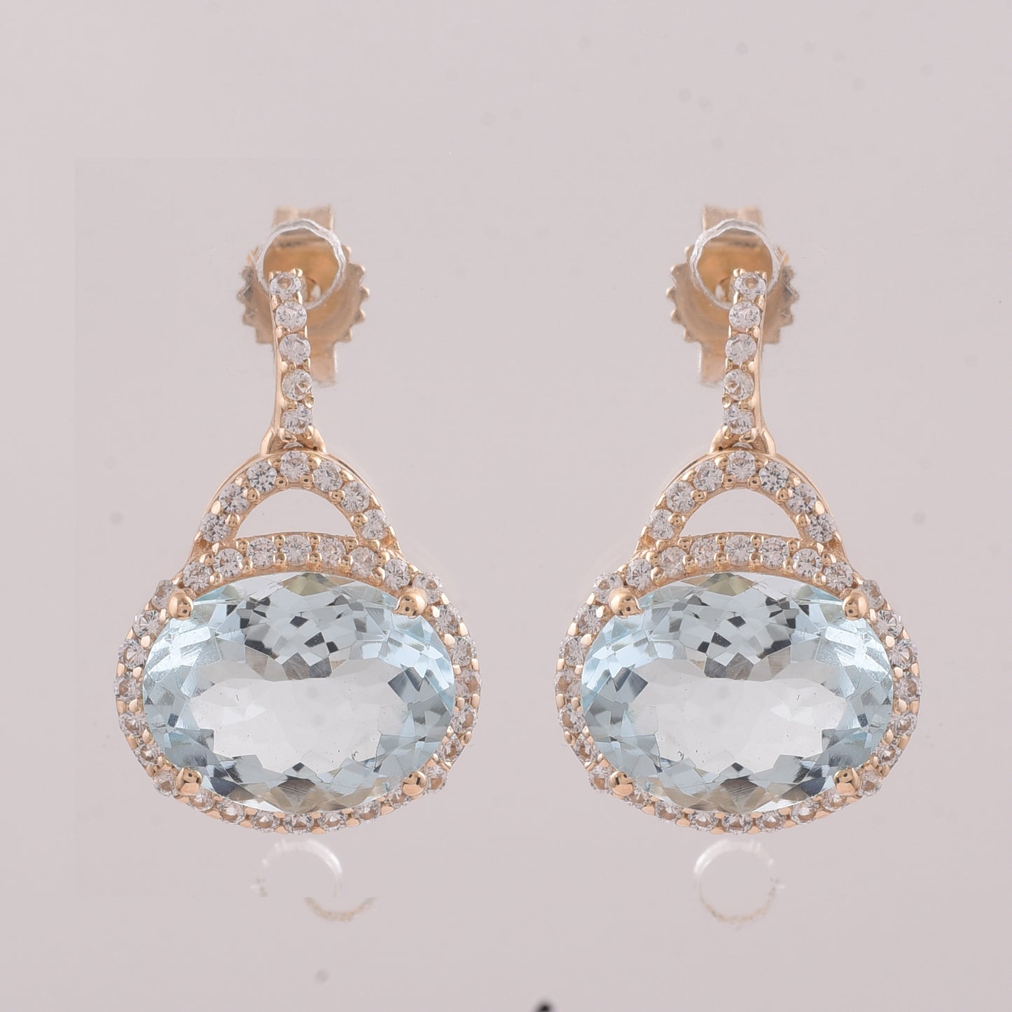3.16 Ct Oval Aquamarine 9K Gold Earrings