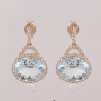 3.16 Ct Oval Aquamarine 9K Gold Earrings