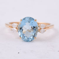 2.74 Ct Oval Natural Aquamarine 14K Gold Ring