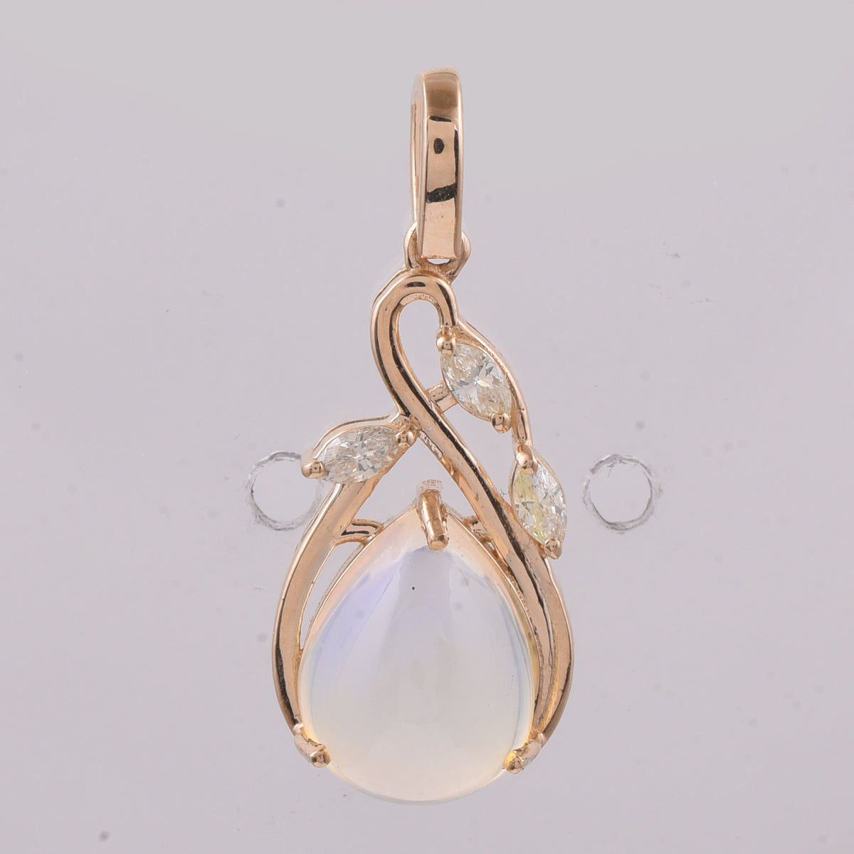 2.30 Ct Pear Cabochon Natural Opal 14K Gold Pendant