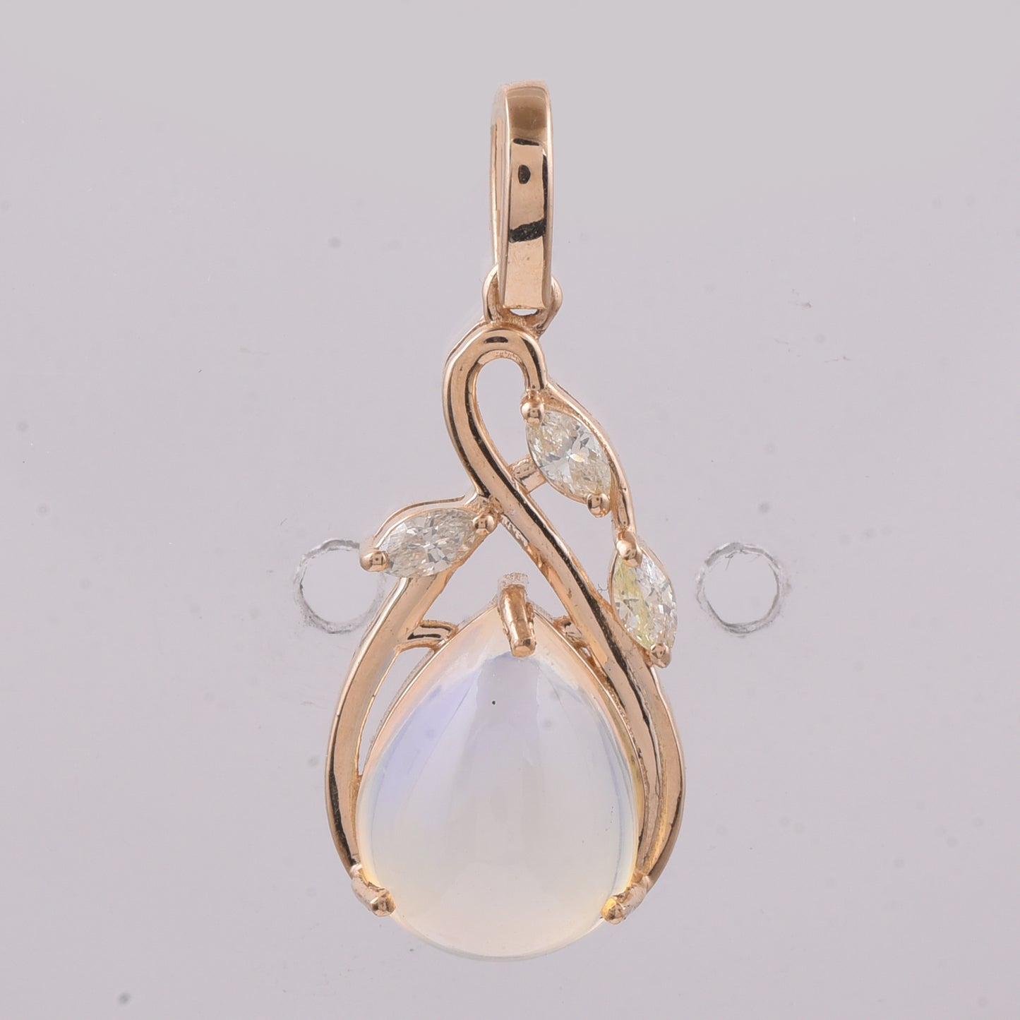 2.30 Ct Pear Cabochon Natural Opal 14K Gold Pendant