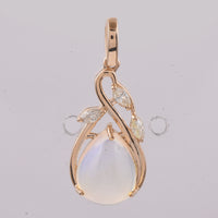 2.30 Ct Pear Cabochon Natural Opal 14K Gold Pendant
