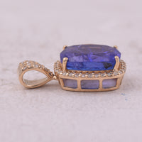 3.81 Ct Cushion Mixed Cut Natural Tanzanite 14K Gold Pendant
