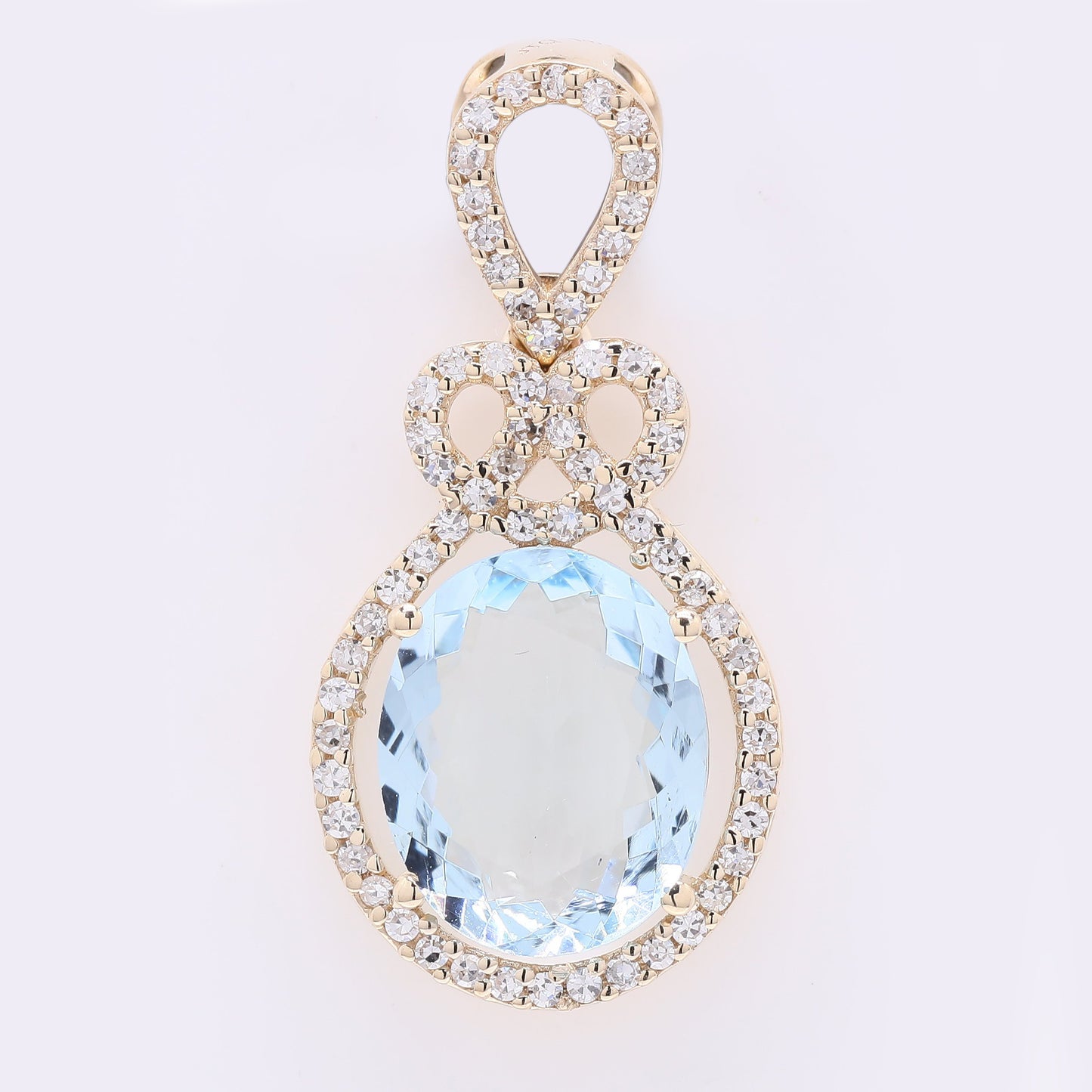 2.29 Ct Oval Mixed Cut Natural Aquamarine 14K Gold Pendant