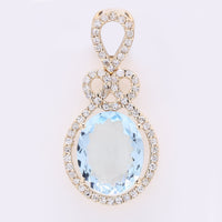 2.29 Ct Oval Mixed Cut Natural Aquamarine 14K Gold Pendant