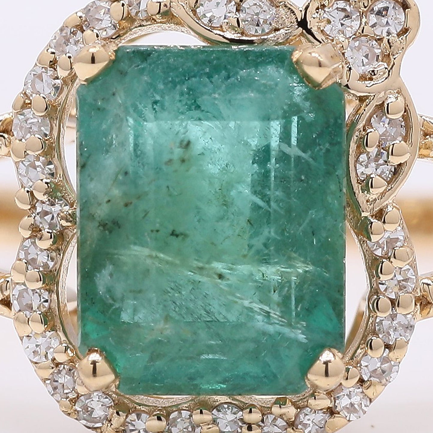 2.05 Ct Octagon Step Cut Natural Emerald 14K Gold Ring