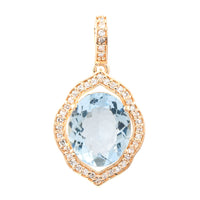 2.06 Ct Oval Mixed Cut Natural Aquamarine 14K Gold Pendant