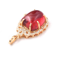 6.56 Ct Fancy Cabochon Cut Natural Tourmaline 14K Gold Pendant