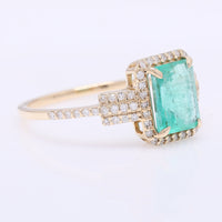 1.42 Ct Octagon Step Cut Natural Emerald 14K Gold Ring