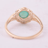 0.90 Ct Round Emerald 9K Gold Ring