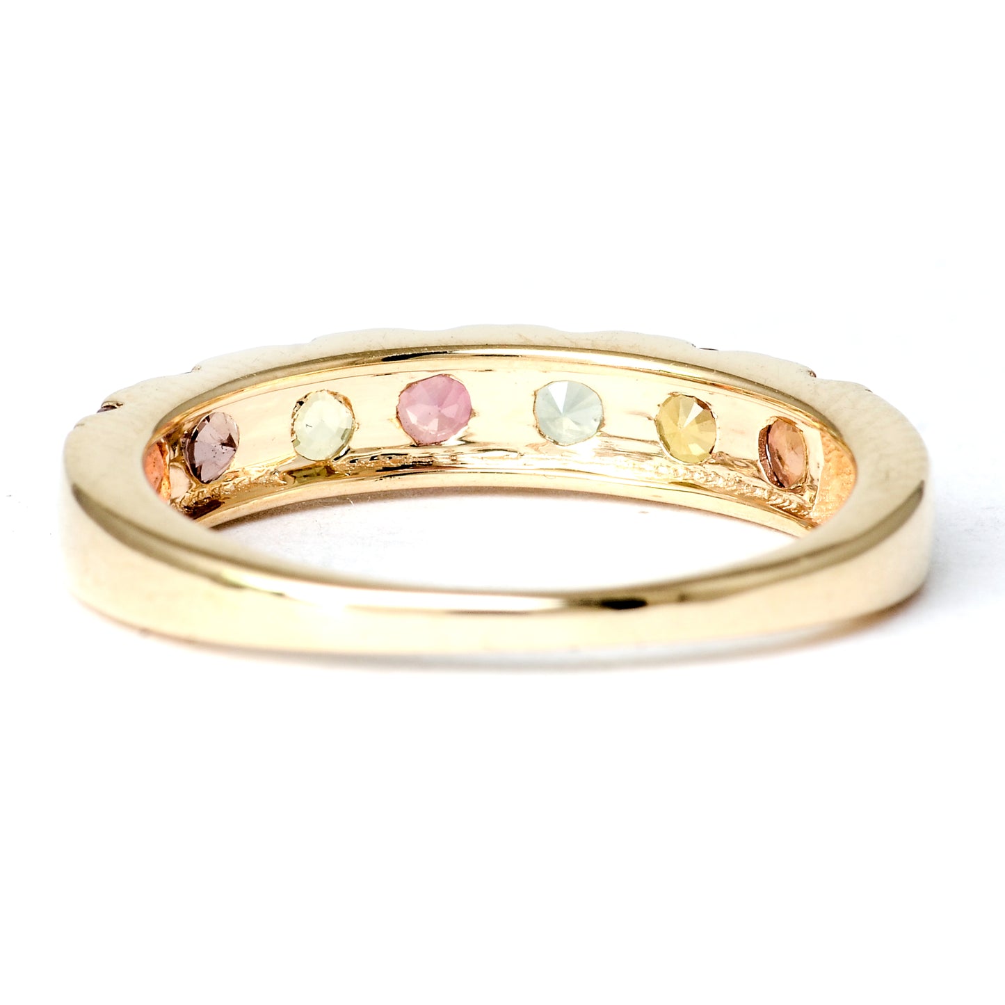 1.34 Ct Round Mixed Cut Natural Codundum Multi Sapphire 14K Gold Ring