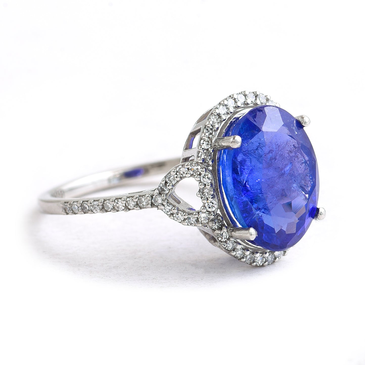 3.10 Ct Oval Mixed Cut Natural Tanzanite 950 Platinum Ring
