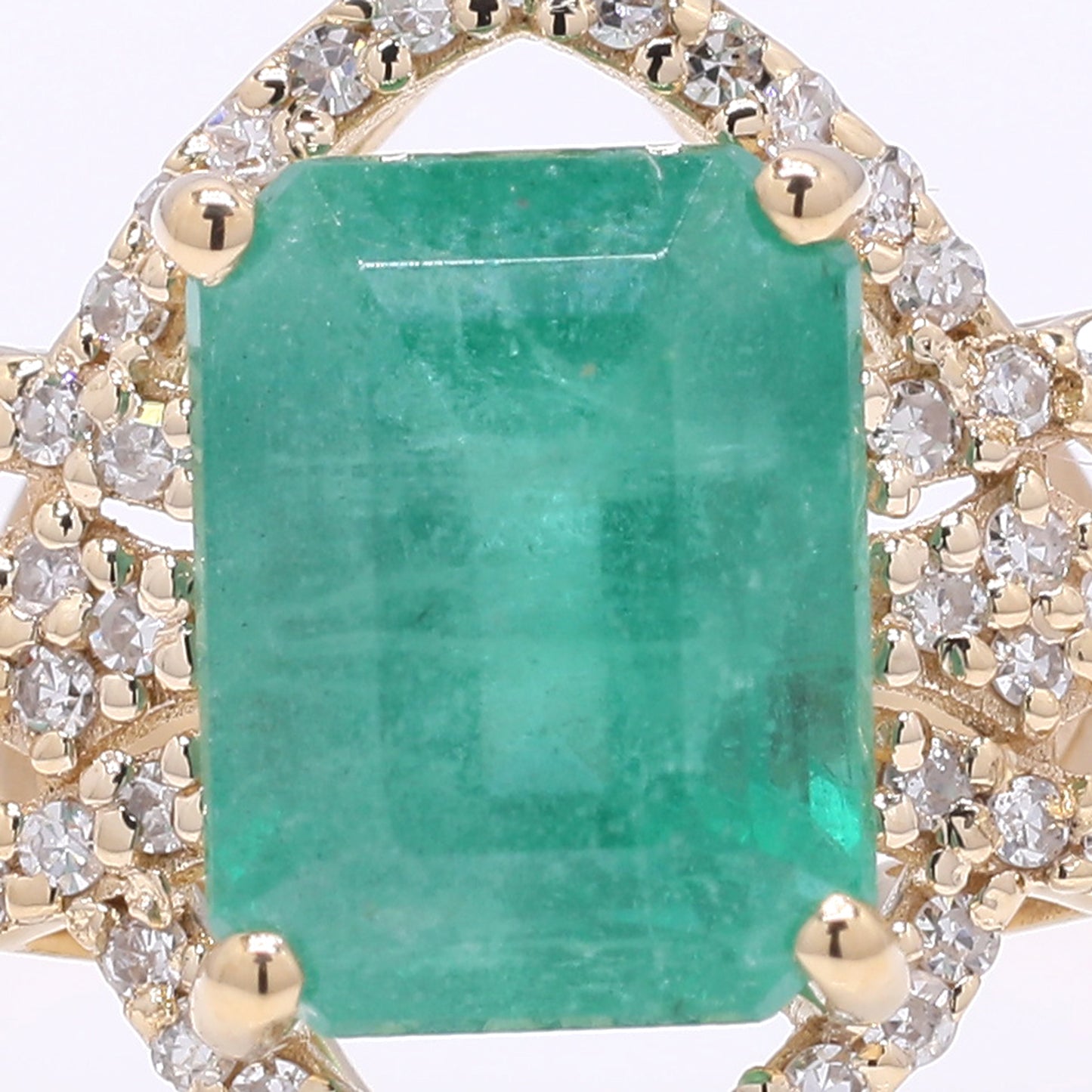 2.41 Ct Octagon Step Cut Natural Emerald 14K Gold Ring