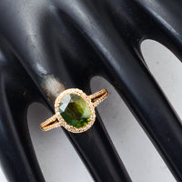 2.38 Ct Oval Mixed Cut Natural Green Sapphire 14K Gold Ring