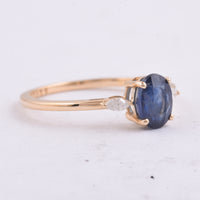 1.36 Ct Oval Natural Sapphire 14K Gold Ring