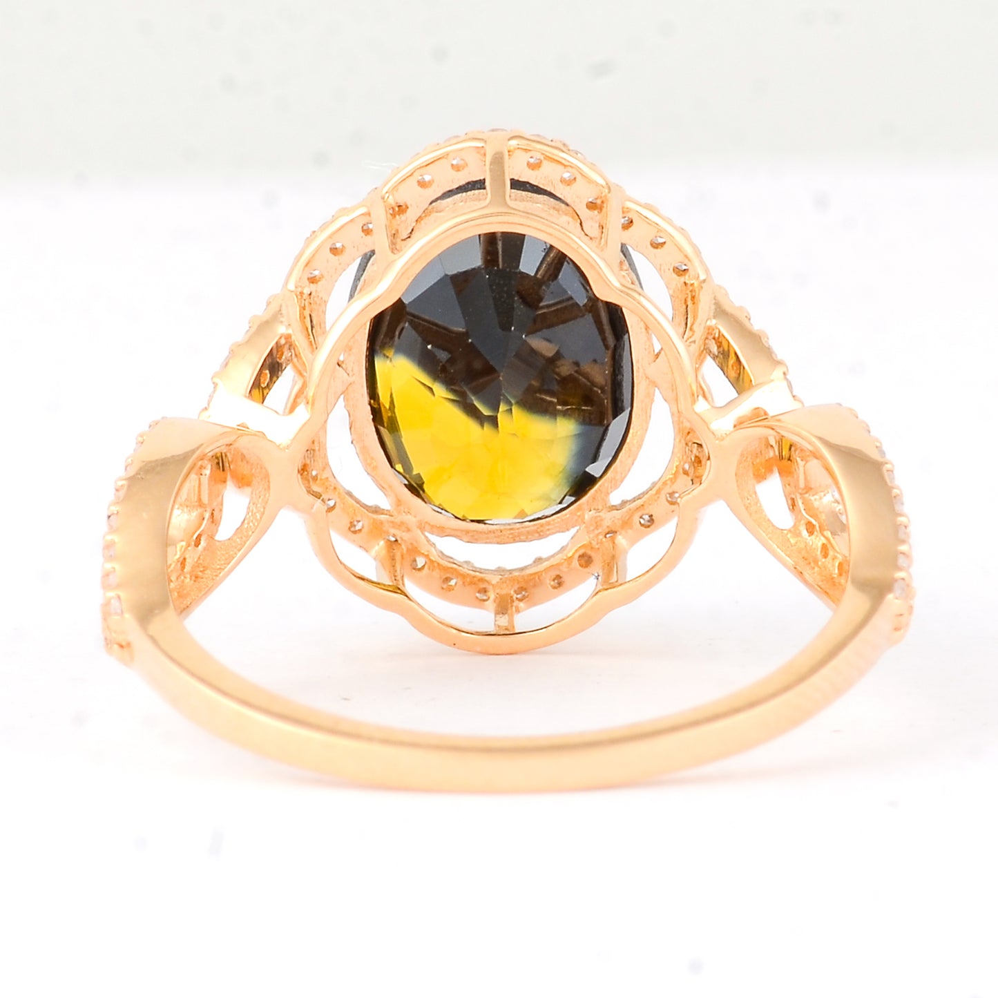 4.38 Ct Oval Mixed Cut Natural Bi Coloured Sapphire 14K Gold Ring