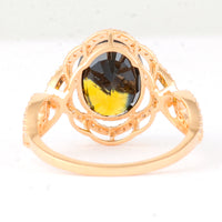 4.38 Ct Oval Mixed Cut Natural Bi Coloured Sapphire 14K Gold Ring