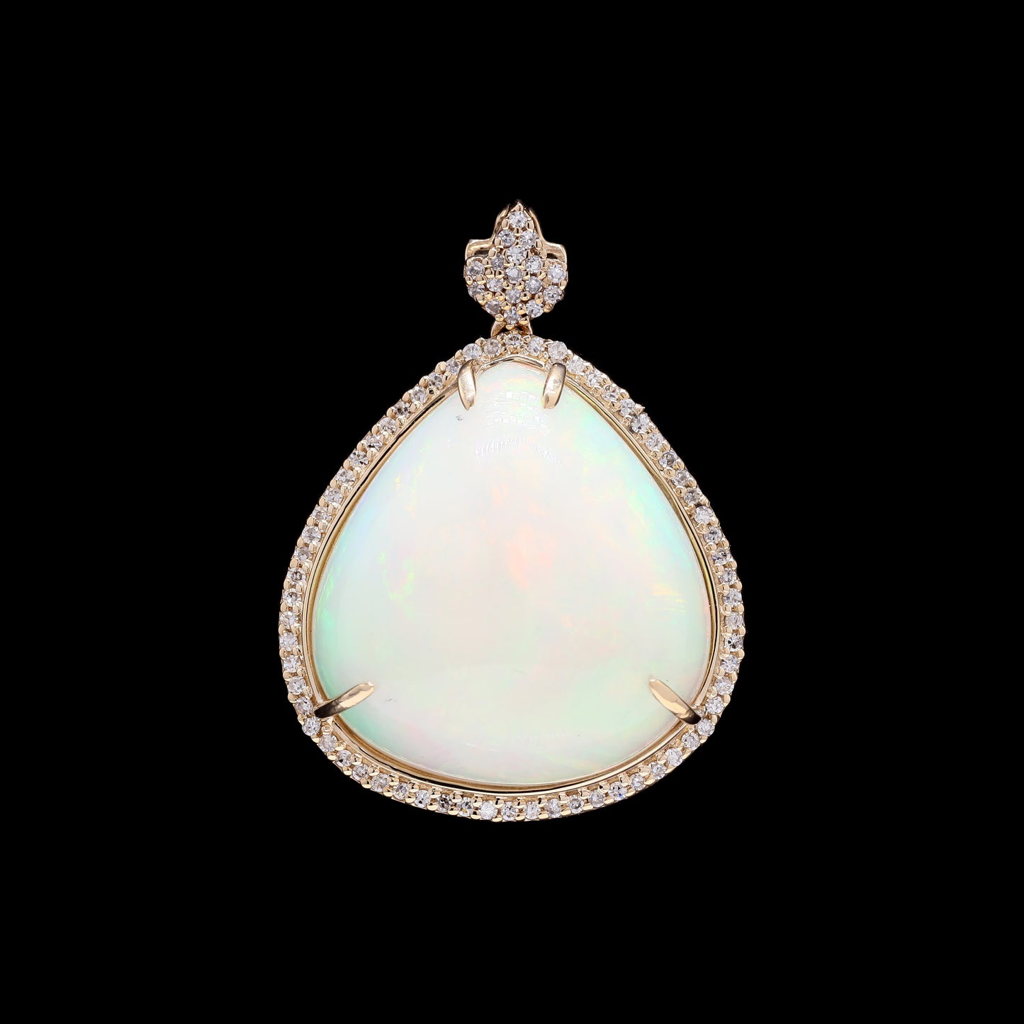 14.99 Ct Pear Cabochon Natural Opal 14K Gold Pendant
