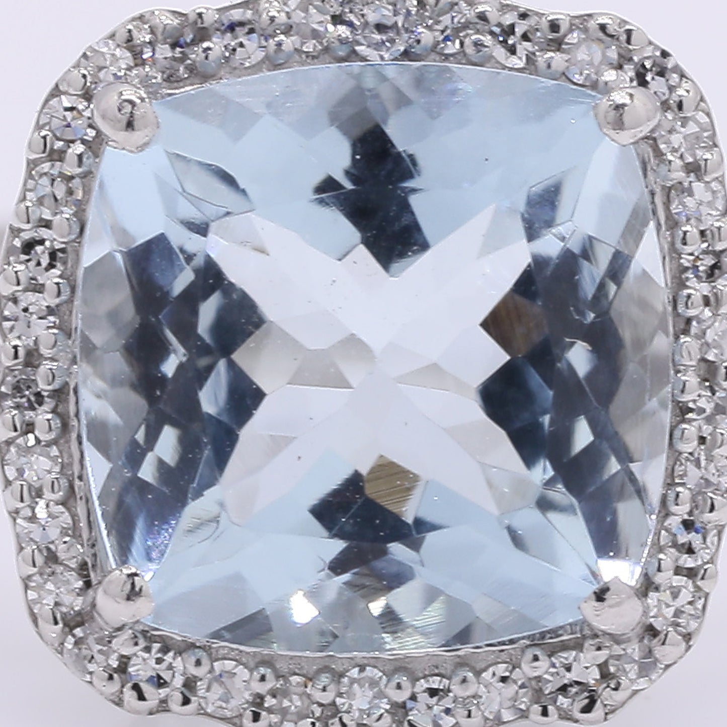 2.85 Ct Cushion Mixed Cut Natural Aquamarine 950 Platinum Ring