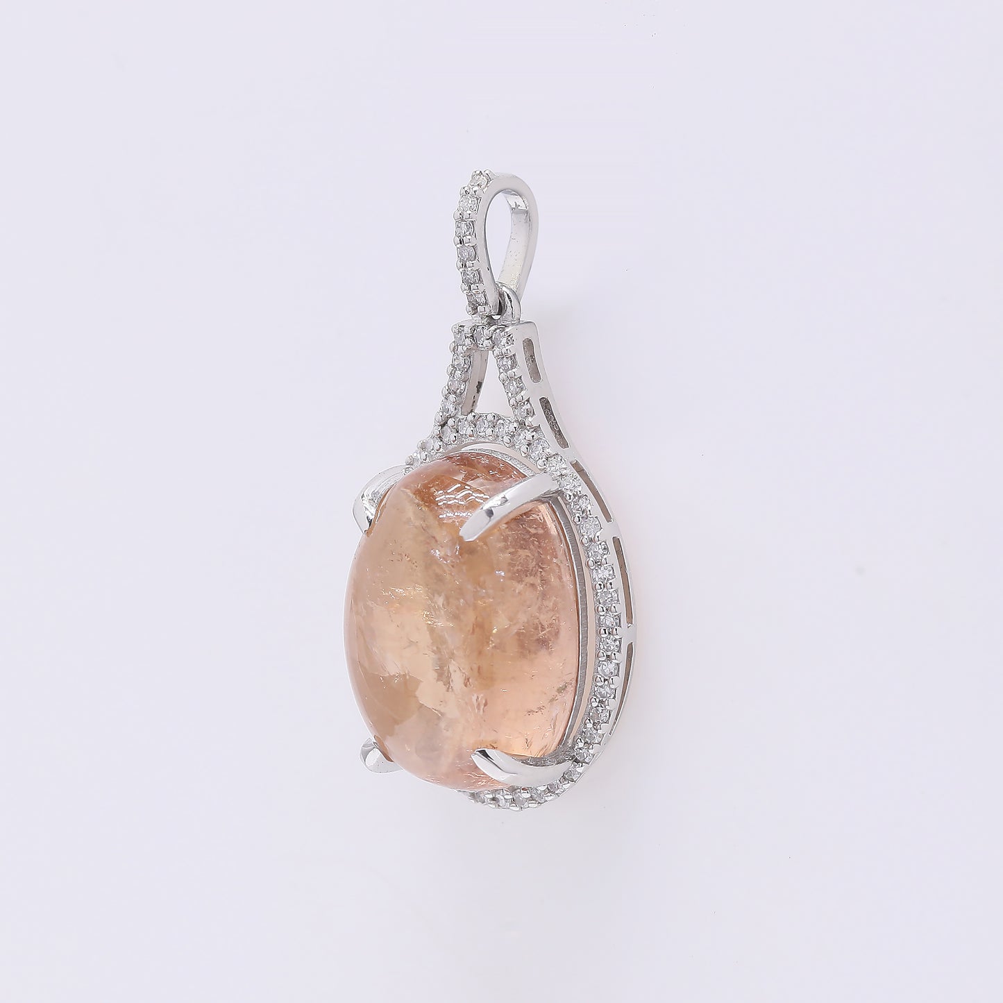 8.61 Ct Oval Cabochon Cut Natural Tourmaline 950 Platinum Pendant