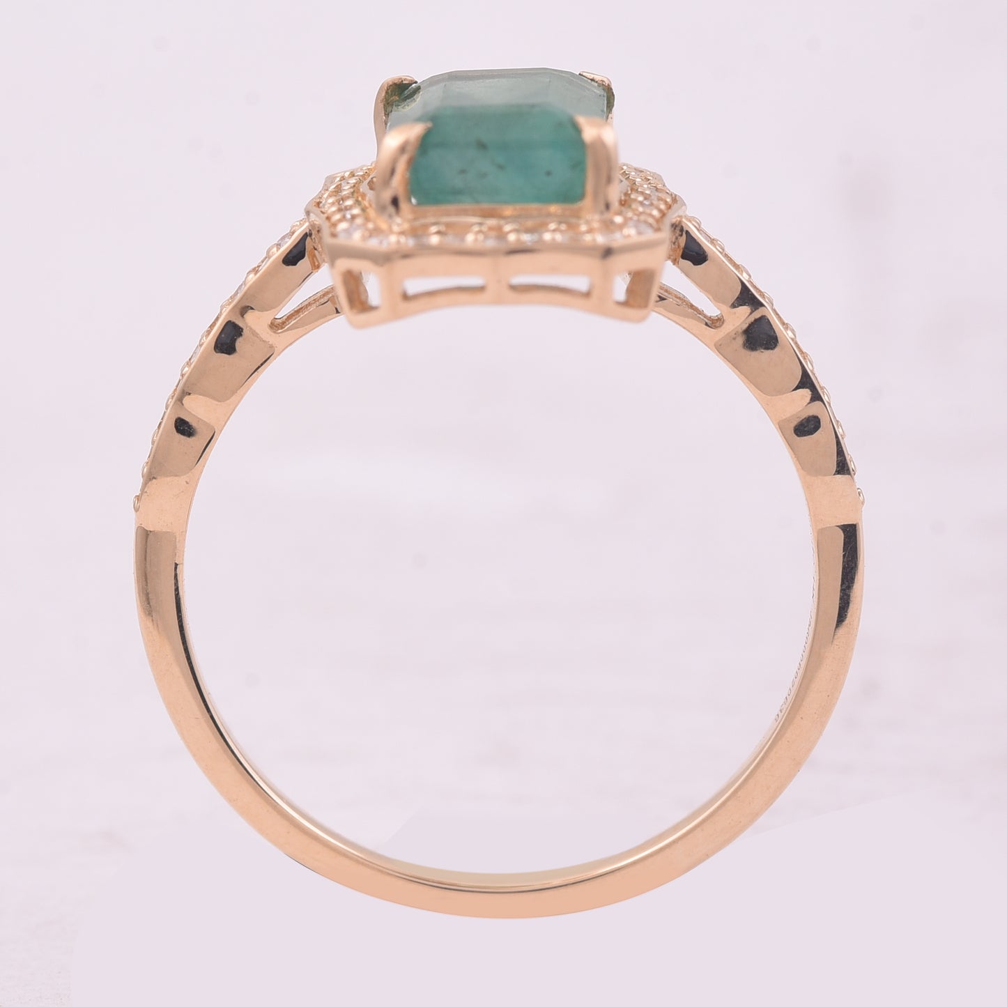 1.92 Ct Octagon Step Cut Natural Emerald 14K Gold Ring