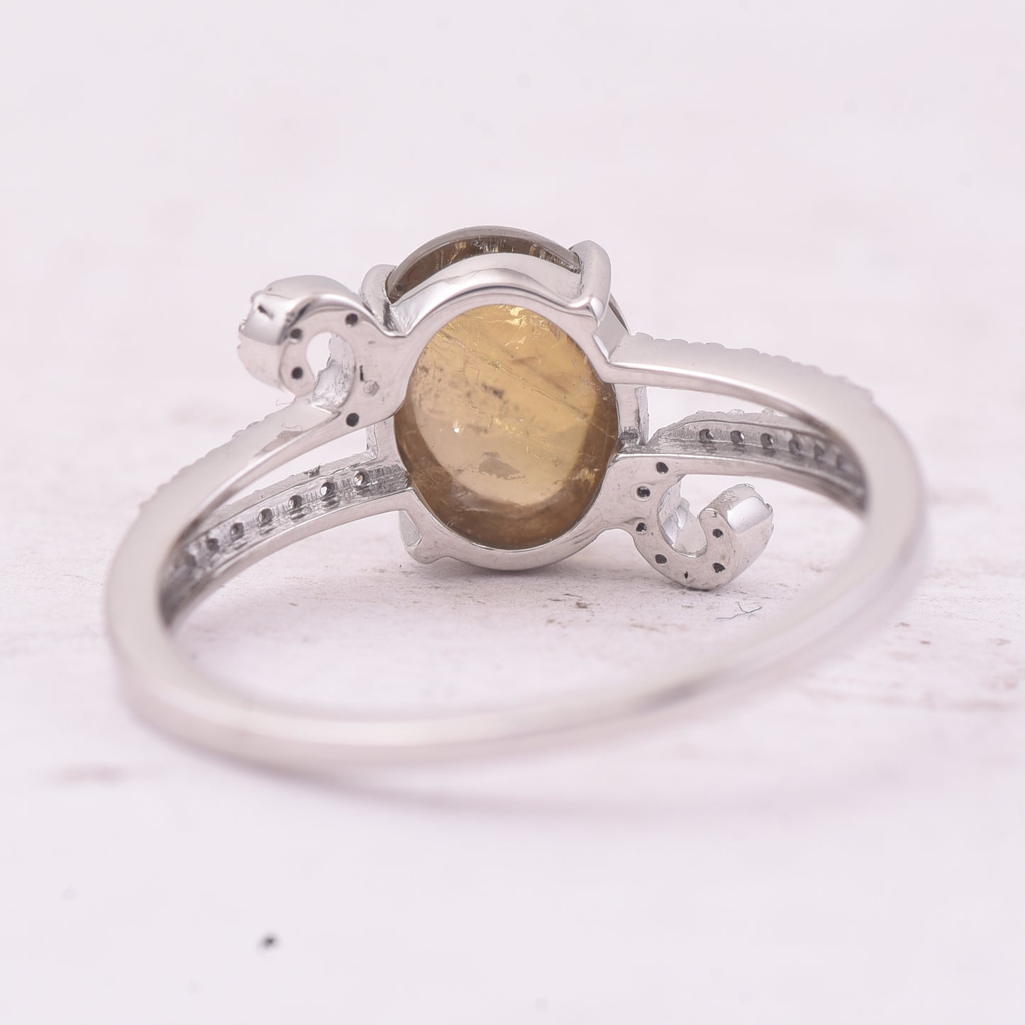 2.53 Ct Oval Cabochon Cut Natural Tourmaline 950 Platinum Ring