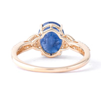2.86 Ct Oval Mixed Cut Natural Sapphire 14K Gold Ring