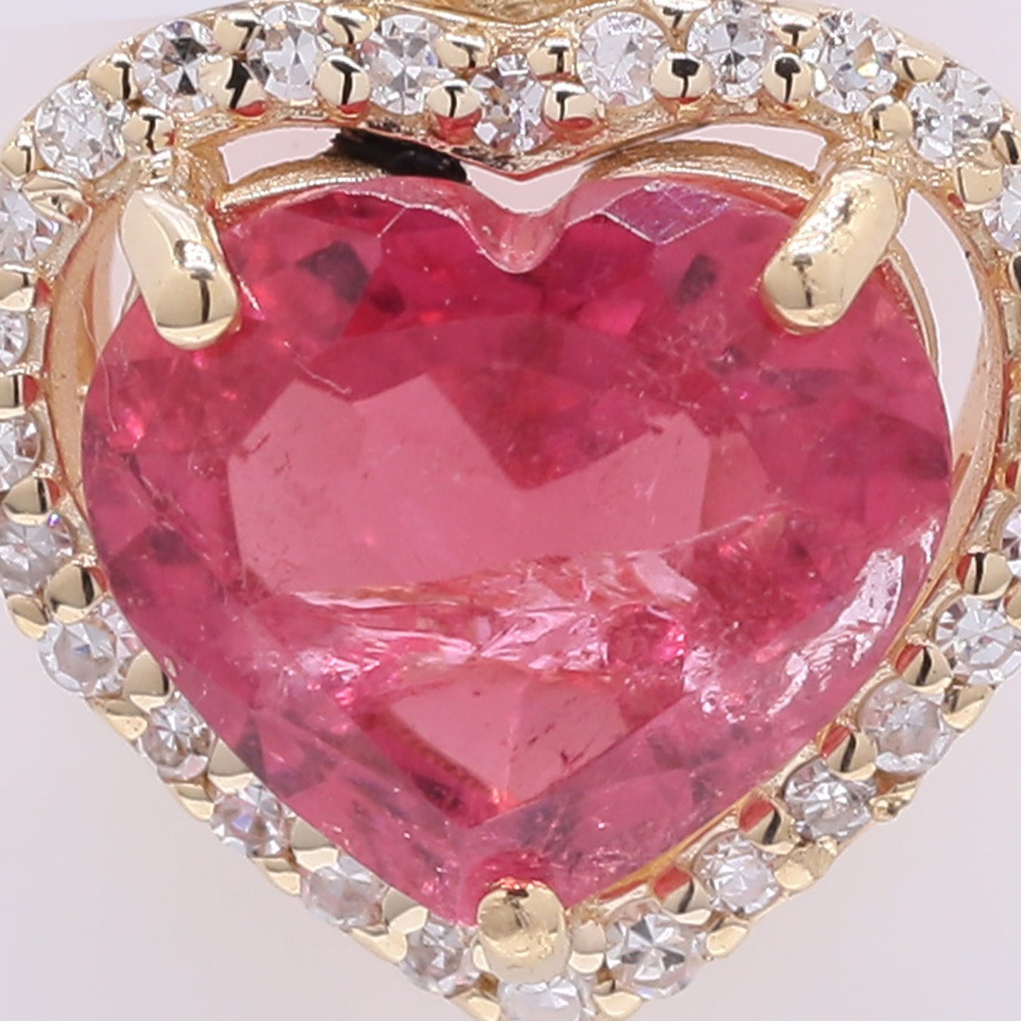1.45 Ct Heart Mixed Cut Natural Pink Tourmaline 14K Gold Pendant