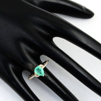 1.49 Ct Pear Mixed Cut Natural Beryl Emerald 14K Gold Ring