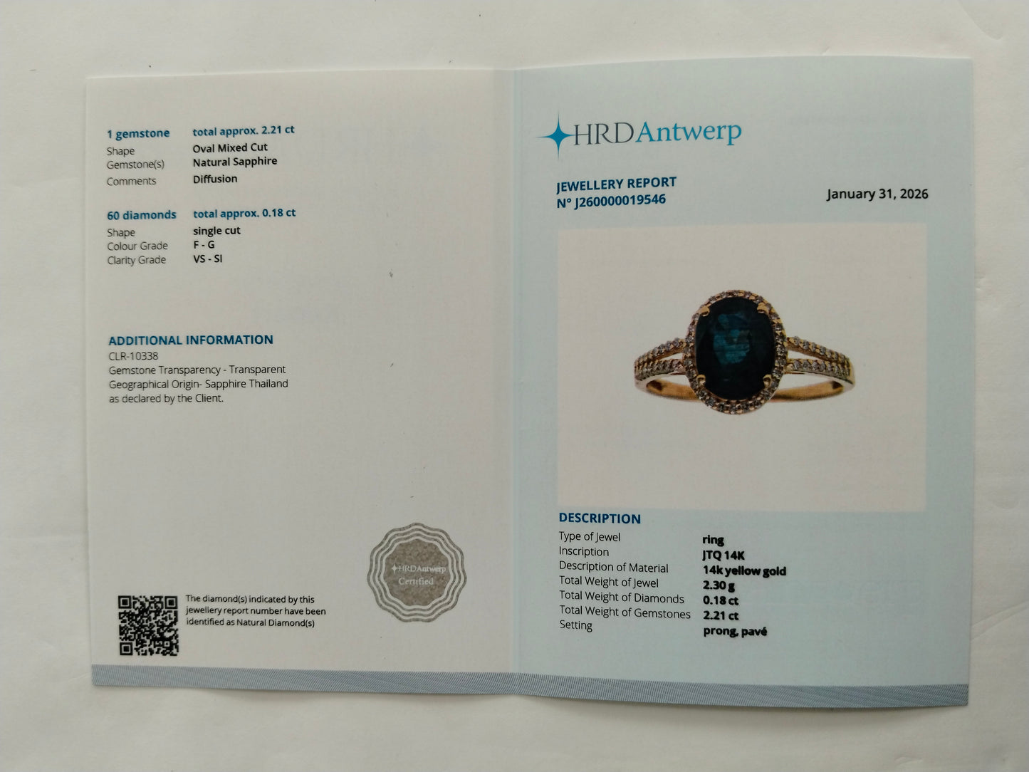 2.39 Ct Oval Mixed Cut Natural Sapphire 14K Gold Ring
