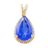 4.97 Ct Pear Mixed Cut Natural Tanzanite 14K Gold Pendant