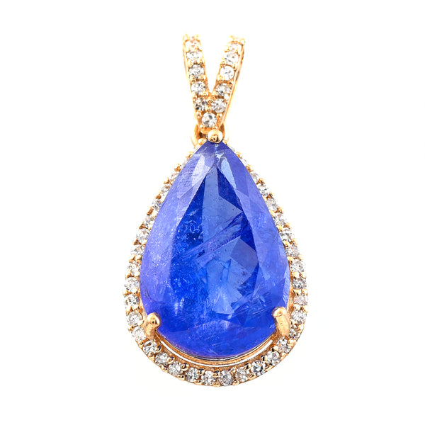 4.97 Ct Pear Mixed Cut Natural Tanzanite 14K Gold Pendant