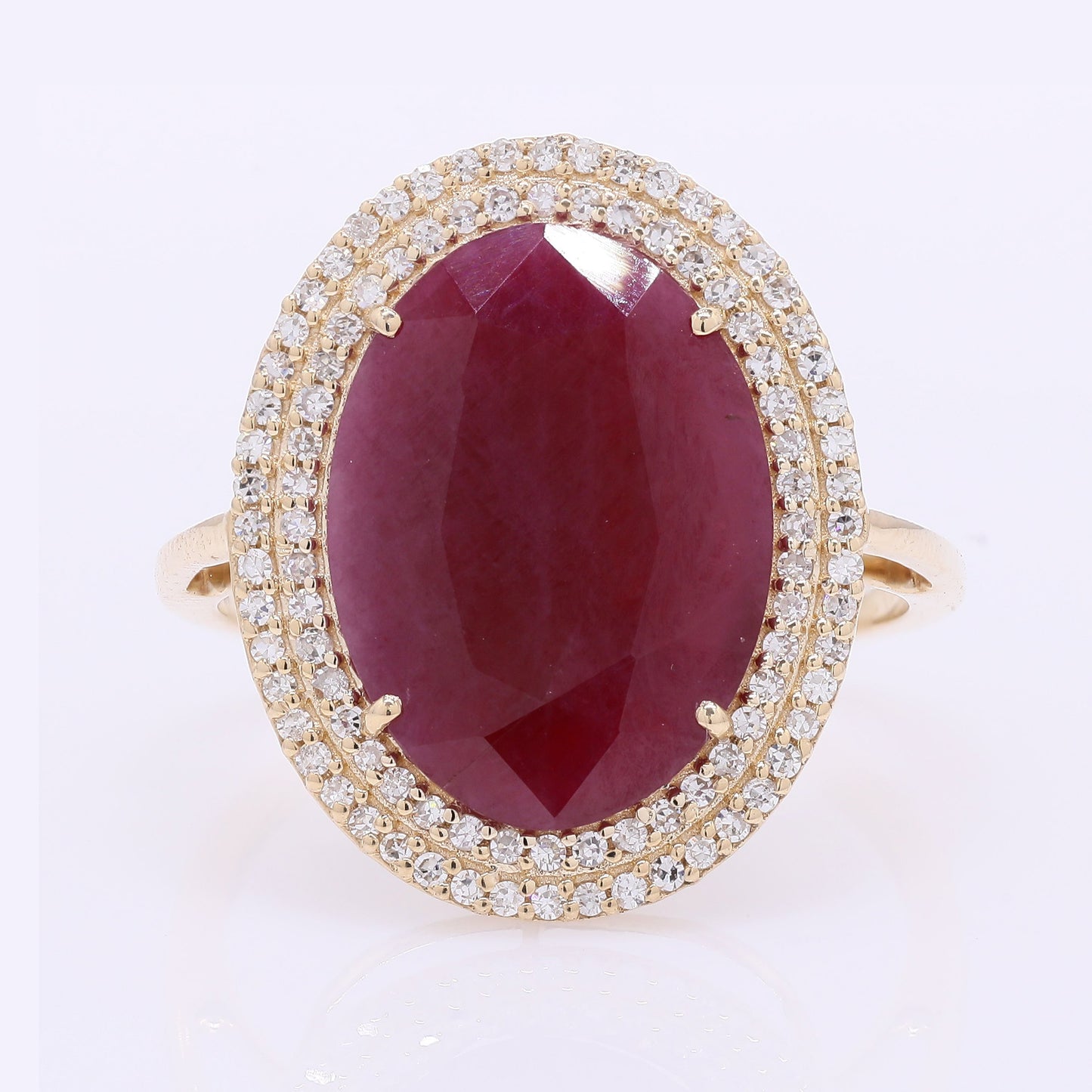6.67 Ct Oval Mixed Cut Natural Ruby 14K Gold Ring