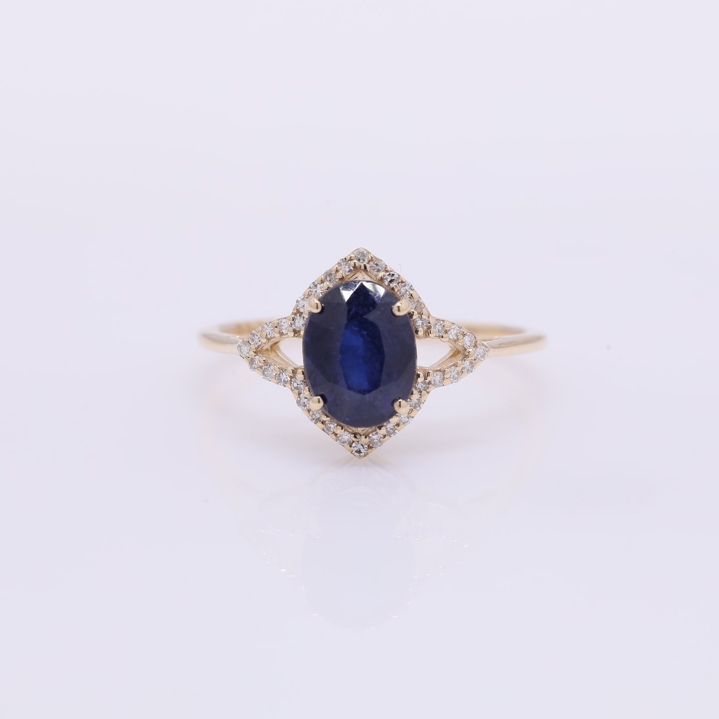 2.09 Ct Oval Mixed Cut Natural Sapphire 14K Gold Ring